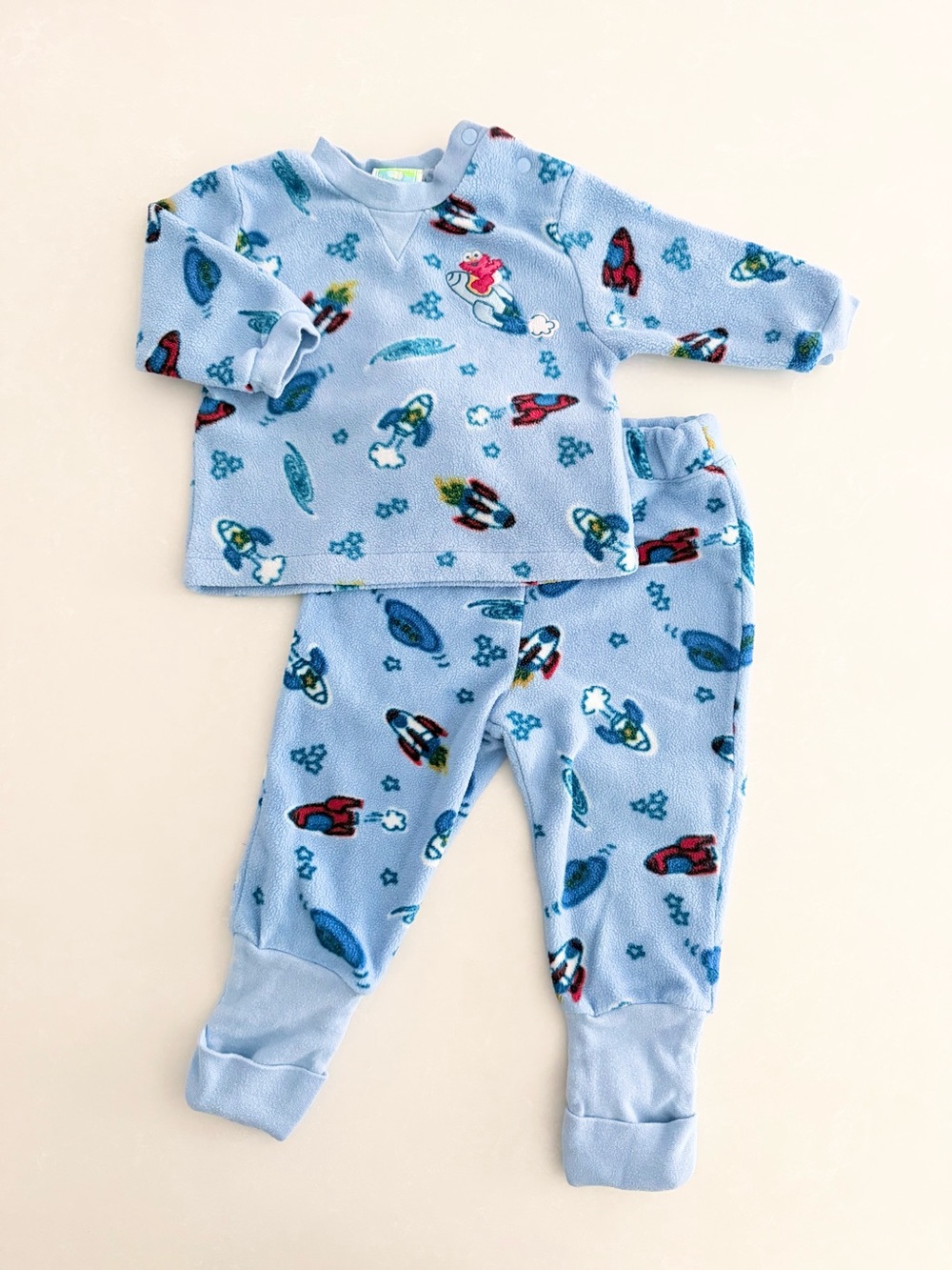 Sesame Beginnings Elmo Space Fleece Pajama Set • Size 6M